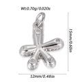 Detailed silver flower pendant with zircon inlay and dimensional measurement markings - Silver Rhinestone Flower Style (YSN198-06)