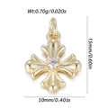 Mini 14k gold plated cross pendant with zircon center and gothic bud design details - Gold Vintage Cross Style (YSN198-11)