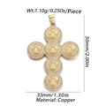 Golden religious cross pendant with Virgin Mary medals and white zircons - Religious Icon Cross (YSN049-02)