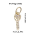 Mini heart-shaped key pendant in gold metal with sparkling cubic zirconia stones - Gold Rhinestone Key (YSN201-11)