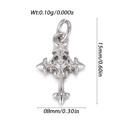 Mini silver fleur-de-lis cross pendant with zircon, size 15x8mm and weight 0.10g - Silver Baroque Cross Style (YSN198-14)