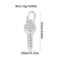 Silver heart key pendant with white zircon pavé, 15mm height and 0.10g weight - Silver Rhinestone Key (YSN201-12)