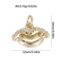 Colgante de labios dorados con cristales blancos para hacer joyas DIY de 12x10mm - Estilo de Labios de Moda (YSN200-21)