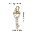 Mini golden heart-shaped key pendant with sparkling cubic zirconia inlay - Gold Hollow Key (YSN201-13)