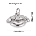 Colgante de labios plateado con circonitas blancas para collares artesanales - Estilo de Labios de Moda (YSN200-22)
