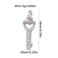 Silver heart key pendant with sparkling zircons measures 18mm high and 5mm wide - Silver Hollow Key (YSN201-14)