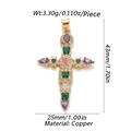 Golden copper cross pendant with colorful gemstones and clear crystals for DIY jewelry - Colorful Gemstone Cross (YSN049-05)
