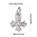 Silver mini cross pendant charm with clear zircon stones measuring 12mm by 8mm - Silver Mini Rhinestone Cross (YSN198-18)