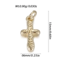 Mini 14k gold plated cross pendant with diagonal engraved texture and top ring - Gold Spiral Texture Cross (YSN198-19)