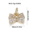 Miniature gold bow pendant with cubic zirconia inlay 0.10g weight 8mm size - Gold Rhinestone Bowknot (YSN201-17)