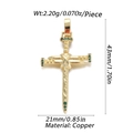 Golden nail cross religious pendant with green zircon accents made of copper - Nail Cross Pendant (YSN049-08)