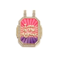 Vergoldeter rechteckiger Love is the Answer Tarot-Anhänger mit pink-violettem Verlauf - Rosa-Violett Verlauf Liebe (15)