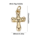 Mini 14k gold plated cross pendant with zircon, 15x8mm religious jewelry charm - Gold Rounded 3D Cross (YSN198-21)