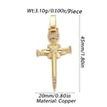 Golden copper religious cross sword pendant with clear cubic zirconia stones 3.10g weight - Wrapped Cross Sword (YSN049-09)