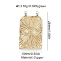 Detail eines 14K vergoldeten rechteckigen Augen-Anhängers mit Maßen und Sonnenstrahlen-Design - Sonnenaugen-Rechteckiger Stil (YSN076-03) / Gold