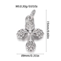Mini silver cross pendant with petal texture and dimensions, weighing 0.30g - Silver Leaf-Shaped Cross Style (YSN198-24)