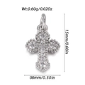 Mini silver cross pendant with white zircon stones measuring 15mm by 8mm for necklaces - Silver Pave Rhinestone Cross Style (YSN198-26)