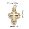 Mini 14k gold plated cross pendant with twisted texture and zircon, size 15mm x 9mm - Gold Twisted Edge Cross (YSN198-27)