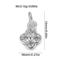 Mini silver flower pendant with clear cubic zirconia stones and dimension measurements - Silver Four-leaf Flower (YSN201-24)