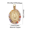 Detail of a copper oval pendant with Virgin Mary relief and colorful faceted beads - Colorful Beaded Medal (YSN050-03)