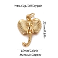 Golden elephant charm pendant with textured copper finish for DIY jewelry 22x15mm - Elephant Head Shape (001-01)