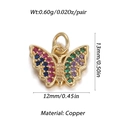 Macro detail of copper butterfly pendant with colorful zircons and size specifications - Butterfly Shape (001-04)
