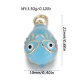 Blauwe Evil Eye hanger met goudkleurige rand en wimpers voor doe-het-zelf sieraden - Blauwe Waterdruppel Oog