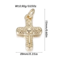 Mini 14k gold plated cross pendant with embossed texture and zircon inlay detail - Gold Grain Embossed Cross (YSN198-29)