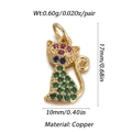Detailed view of cat pendant with colorful zirconia pavé and gold plated copper finish - Colorful Cat Shape (001-06)