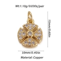 Macro shot of gold-plated copper flower pendant with white cubic zirconia and dimensions - Cross Flower Shape (005-03)