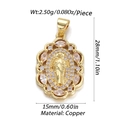 Gold-plated religious pendant with copper saint icon and white cubic zirconia accents - Hollow Pave Icon (YSN050-05)