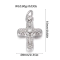 Minimalist silver cross pendant with textured finish and center bulge, 15mm in height - Silver Grain Embossed Cross (YSN198-30)