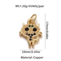 Detailed size specifications of the gold-plated cat charm with colorful zircon stones - Crystal Jeweled Cat Shape (001-07)