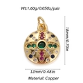 Detail of 18mm copper cross pendant with colorful zircon stones and gold plating - Round Cross Shape (005-04)