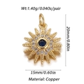 Detailed macro of a sunburst gold pendant featuring a deep blue stone and cubic zirconia - Sunburst Shape (005-05)