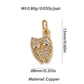 Macro view showing dimensions and weight of a gold-plated owl pendant with cubic zirconia - Owl Shape (001-08)