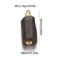 Bruine natuursteen cilinder hanger met gouden metalen oog voor DIY sieraden maken - Bruine Zeshoekige Kolomstijl (YSN163-02)