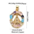Golden religious Our Lady of Aparecida pendant with colorful gemstones and copper base - Colorful Stone Aparecida (YSN050-06)