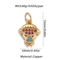 Detailed size specifications for a gold girl pendant charm with red and blue zircon inlay - Little Girl Shape (005-09)