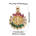 Religious copper pendant with Virgin Mary and multicolored stones in sunburst design - Sunflower Virgin Mary (YSN050-08)