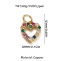 Detailed size chart for heart pendant with multicolored zircons and 18K gold plating - Colorful Heart Style (007-04)