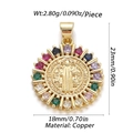 Gold St. Benedict religious pendant with colorful cubic zirconia and copper plating - Colorful Stone St. Benedict (YSN050-10)