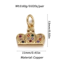 Macro view of crown pendant with colorful zircons showing precise 13mm height dimensions - Colorful Crown Shape (003-02)