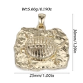 Golden sea turtle pendant charm with textured fossil design, dimensions 30mm by 25mm - Turtle Fossil Style (YSN205-02)