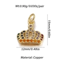 Macro detail of crown pendant with colorful zircon stones in gold plated copper finish - Large Colorful Crown Shape (003-04)