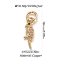 Detail view of gold-plated parrot pendant with dimensions 18mm by 7mm and weight specs - Parrot Shape (002-05)