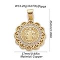 Golden copper St. Benedict religious pendant with white cubic zirconia inlay - Pave St. Benedict (YSN050-12)