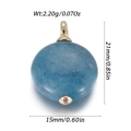 Transparante blauwe natuursteen cilinder hanger met gouden metalen kap en maten - Blauwe Ronde Platte Stijl (YSN163-09)