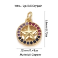 Religious copper star pendant with multicolored cubic zirconia inlays and gold finish - Colorful Disc Star Style (009-01)