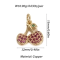 Detail view of copper cherry pendant dimensions 15mm by 12mm with weight specifications - Colorful Cherry Shape (003-05)